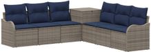 vidaXL Bank 2 zitplaatsen Gris et Bleu Marine Poly rotin et Acier