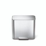 Simplehuman mini pedaalemmer - 15 l - met twee compartimenten - met zakkenrand - geborsteld rvs
