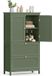 Songmics Badkamerkast met 2 deuren en 2 laden, 30 x 60 x 110 cm, Bosgroen