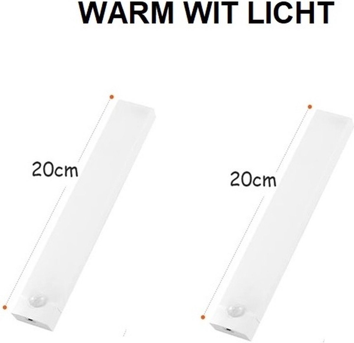 TechU™ 2 Stuks Sensorlampen - 20 cm - Warm Wit Licht - USB Oplaadbaar