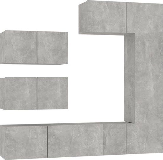 vidaXL 6-delige Tv-meubelset bewerkt hout betongrijs