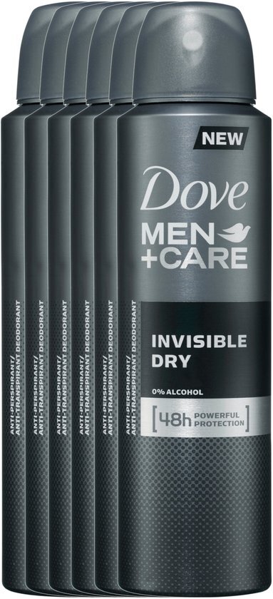 Dove Men+Care Invisible Dry Anti-transpirant Deodorant - 6 x 150 ml - Voordeelverpakking