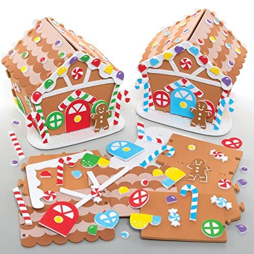 Baker Ross FE937 Speculaas huis knutselset- Pak van 2, kerstknutsels voor kinderen, maak je eigen kerstversieringen, creatief kunst- en knutselproject voor kinderen