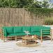 Maison Exclusive Salon de jardin, 6 pièces, avec coussins verts, bambou