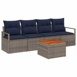 vidaXL Tuinbank - Set - 5 - st - Grijs - poly - rattan