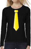 Bellatio Decorations Verkleed shirt voor dames - stropdas geel - zwart - carnaval - foute party XL