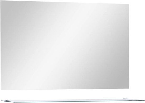 vidaXL Wandspiegel met schap 100x60 cm gehard glas