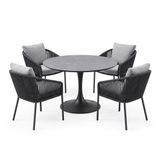 AVH-Collectie Flair Brightling dining tuinset 120xH75 cm 5 delig antraciet keramiek