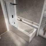 Hudson Reed Sandford Baignoire douche rectangulaire moderne - 160 x 70 cm - Pare-baignoire noir - Tablier frontal
