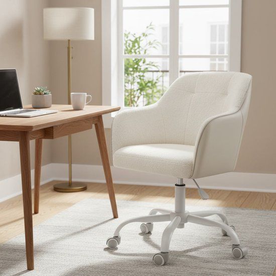 SONGMICS Bobbel Home - Bureaustoel - Draaibaar - In Hoogte Verstelbaar - Beige
