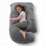 Earkings Zwangerschapskussen Zijslaapkussen 140x80cm G-vorm met Afneembare hoes - Body Pillow donkergrijs
