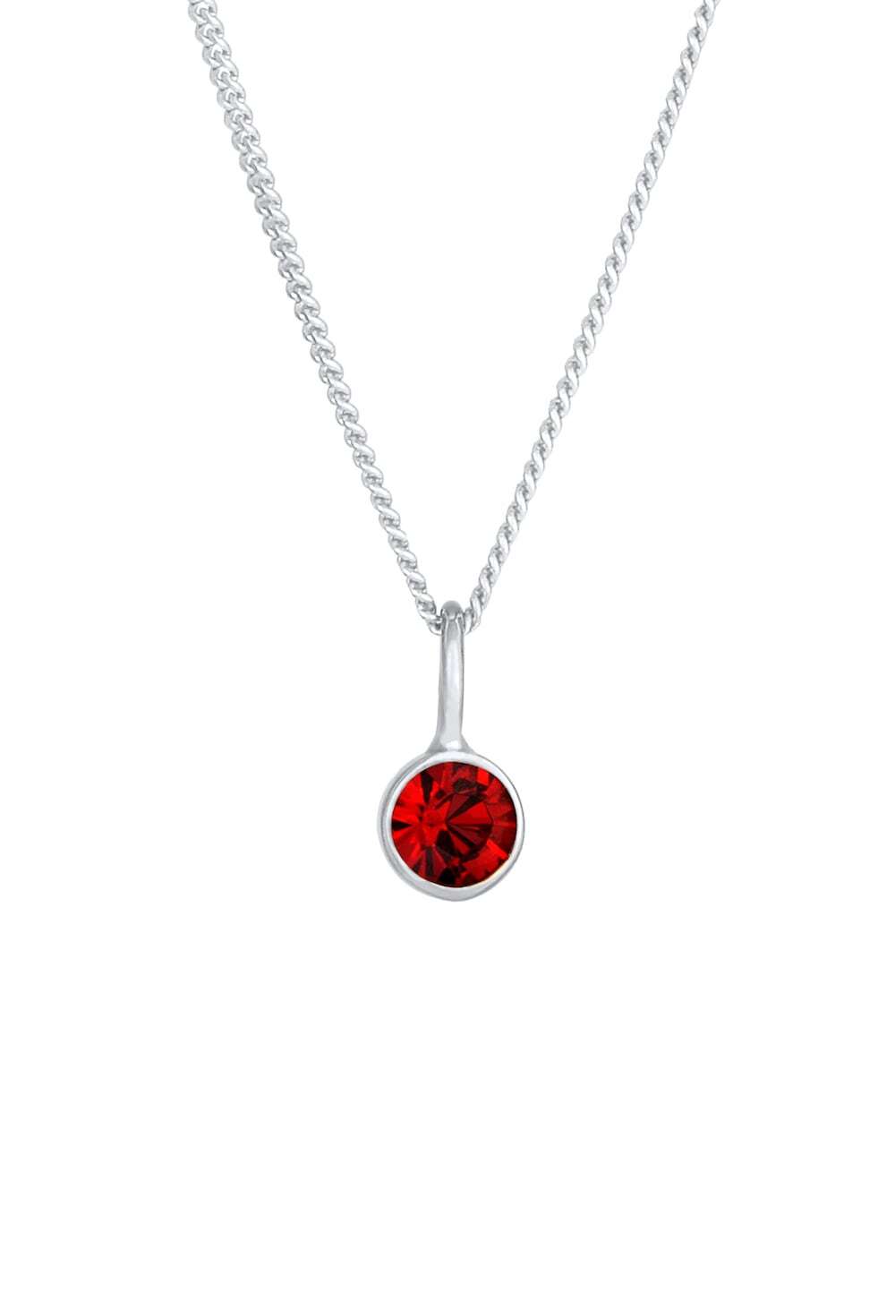 Elli Elli Elli Halsketting Dames Hanger Solitaire Rond Rood met kristal in 925 Sterling Zilver Kettingen