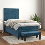Maison Exclusive - Sommier à lattes de lit avec matelas bleu foncé 90x190 cm