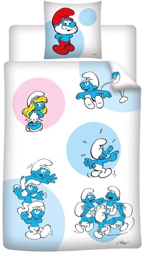 4KidsOnly Smurfen Dekbedovertrek Katoen 140 x 200 cm Blauw