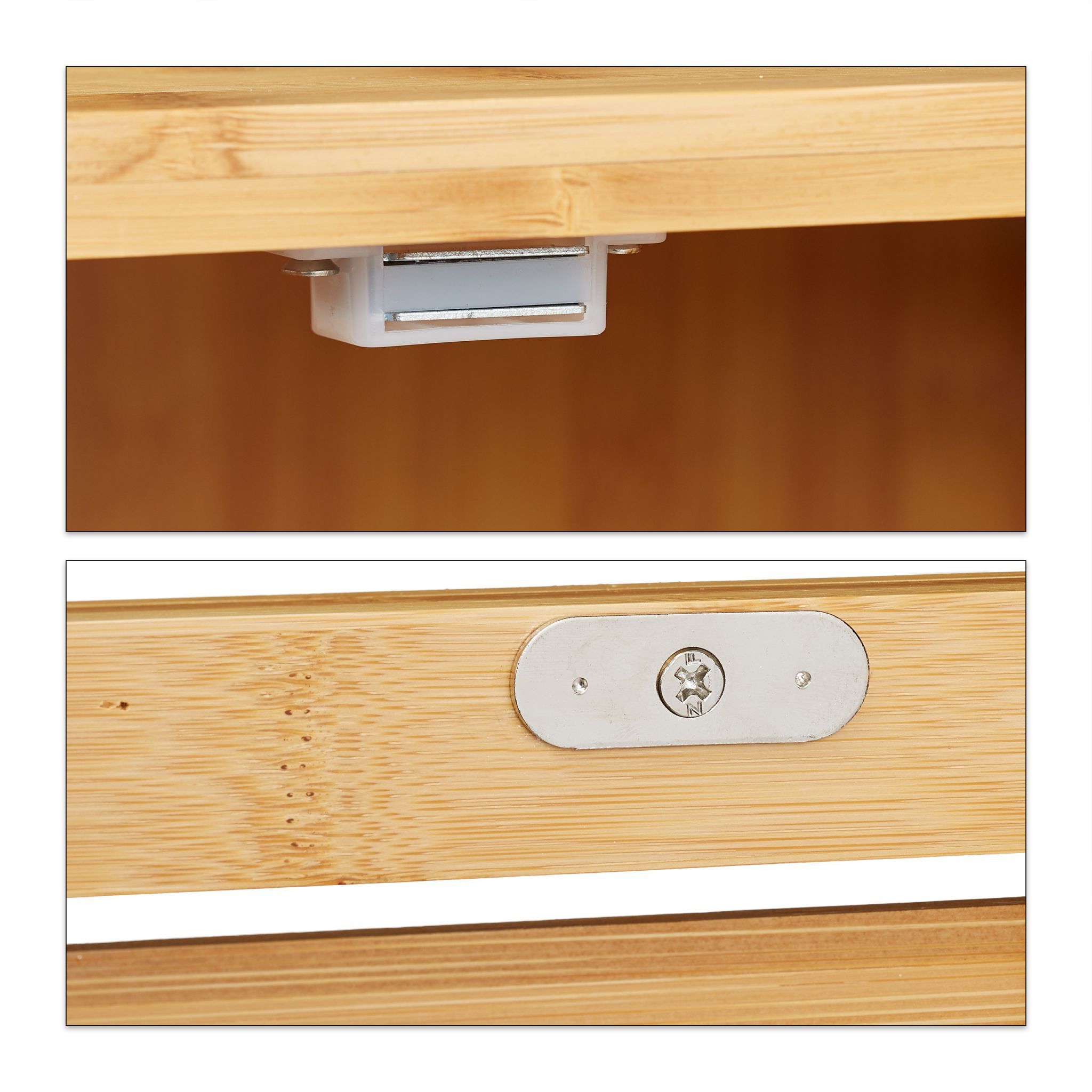 Relaxdays badkamerrek van bamboe, 5 planken, met deur, staand, badkamer & keuken, smalle badkamermeubilair, h x b x d: 113 x 35 x 29 cm, natuur, 1 stuk