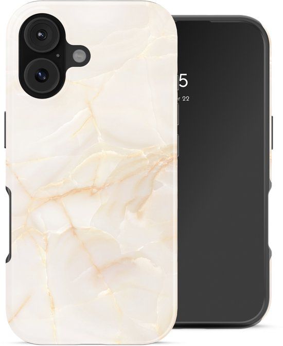 Selencia Hoesje - Geschikt voor Apple iPhone 17 - Backcover - Golden Beige Marble