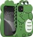 kwmobile hoesje geschikt voor Apple iPhone 11 - Backcover voor smartphone in zwart / wit / groen - Schattige dino design