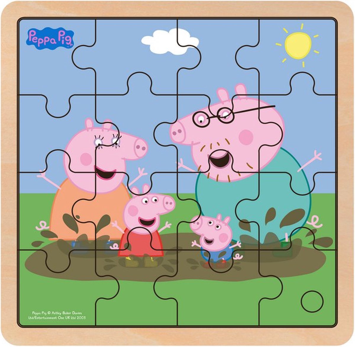 Barbo Toys Peppa Pig - Houten puzzel - Modder - Kinderpuzzel - Peuterpuzzel - 16 stukjes