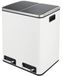 Poubelle de cuisine - Poubelle à pédale avec 2 compartiments - Mécanisme de fermeture douce - Acier inoxydable - 2x15 litres, 30 litres - Rectangulaire - Blanc