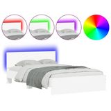 VidaXL Bedframe met hoofdeinde en LED, wit, 140x190 cm