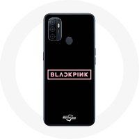 Maniacase Etui voor Oppo A53 Blackpink K-pop Band Logo Zwarte Achtergrond
