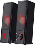 Redragon GS550 ORPHEUS PC Gaming Speakers, 2.0-kanaals stereo desktop computer soundbar met compacte manoeuvreerbare grootte, hoofdtelefoonaansluiting, kwaliteit bas en fatsoenlijke rode