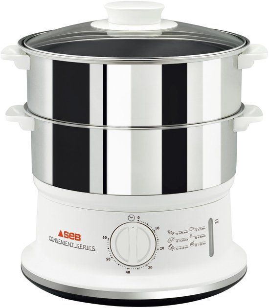SEB VC1451 - Stoomkoker - 2 mandjes - 980W - Wit/RVS