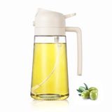 Flow Goods 2-in-1 Olijfolie Sprayer & Dispenser – Crème - Olie Sprayer - Oliefles met Schenktuit - 470 ML