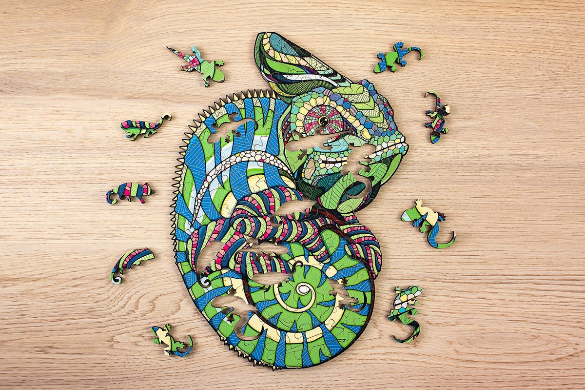 Eco-Wood-Art Eco Wood Art Houten Legpuzzel Kameleon size M, 1928, 37x28x0,5cm