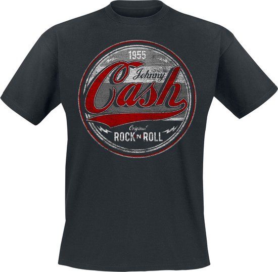 Johnny Cash Original Rock n Roll Red/Grey Heren T-shirt - zwart - XL
