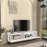 en.casa Meuble TV Verpsboga cadre court 180x32x47 cm blanc