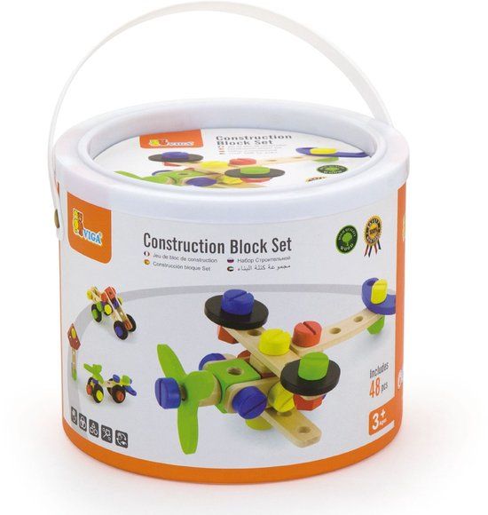 Viga Toys Constructiebouwset Hout 48-delig Multicolor