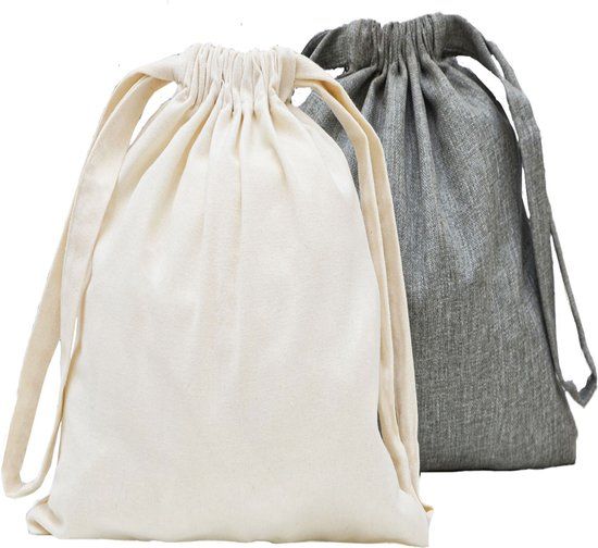 Set van 2 Kerstcadeauzakjes Nordic Stijl - 32x32 cm - Grijs