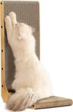 FUKUMARU L-vormige kattenkrabpaal, voor wandmontage, kartonnen krabpaal, met balletje, voor binnenkatten, 68 cm