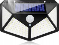LUMILED Lampe solaire avec détecteur de mouvement, 100 LED, 3 modes. Lampe murale solaire, IP44, adaptée au jardin. Lampe murale de sécurité, lampe d'extérieur