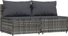 Banc de jardin avec coussins 2 pcs poly rotin gris