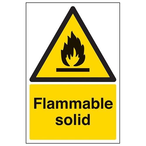 V Safety VSafety Flammable Solid Warning Sign - 200mm x 300mm - 1mm Rigid Plastic