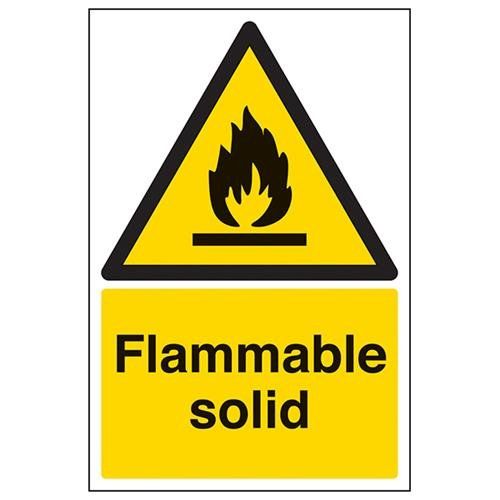 VSafety Flammable Solid Warning Sign - 200mm x 300mm - Rigid Plastic