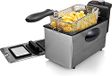 Becken Elektrische friteuse, inhoud 3 l, 2000 W, regelbare thermostaat, roestvrij staal en zwart