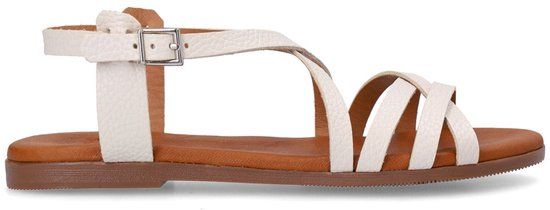 Manfield - Dames - Witte leren sandalen - Maat 36