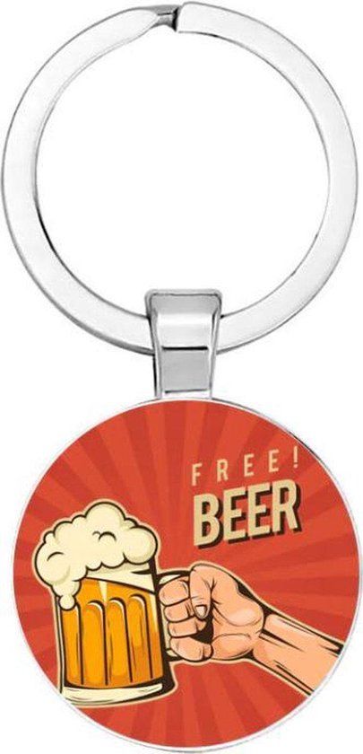 Akyol - Free Beer Sleutelhanger - Unisex - Wit/Zwart