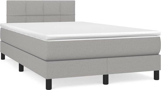 vidaXL Boxspring met matras stof lichtgrijs 120x200 cm