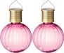 Lumineo 8x stuks Led lampje/lampion solar verlichting roze 11 x 8 cm