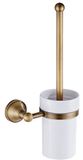 Calayu Toiletborstel en houder, antiek brons keramische toiletborstel en houder set wandgemonteerde en staande toilethouder messing badkameraccessoires