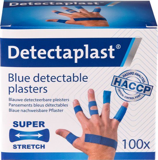 Detectaplast Blauwe Pleisters - Metaaldetecteerbaar - 100 stuks