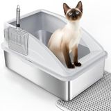 OEM XXL kattenbak, 28 liter, roestvrij staal, groot formaat