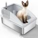 OEM XXL kattenbak, 28 liter, roestvrij staal, groot formaat