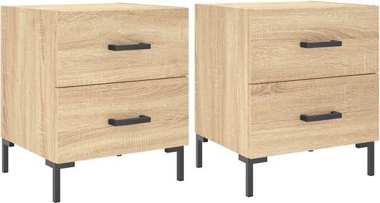 vidaXL Nachtkastjes - Set van 2 - Bewerkt Hout - Sonoma Eikenkleur