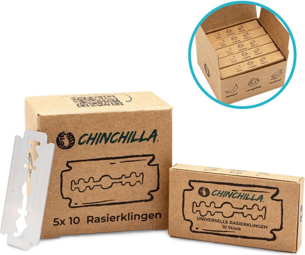 Q-chinchilla Chinchilla Zero Waste - Scheermesjes - Universeel - 5 x 10 navulmesjes - unisex