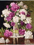 Luca-S Red and White Peonies Petit Point borduren (pakket) G608